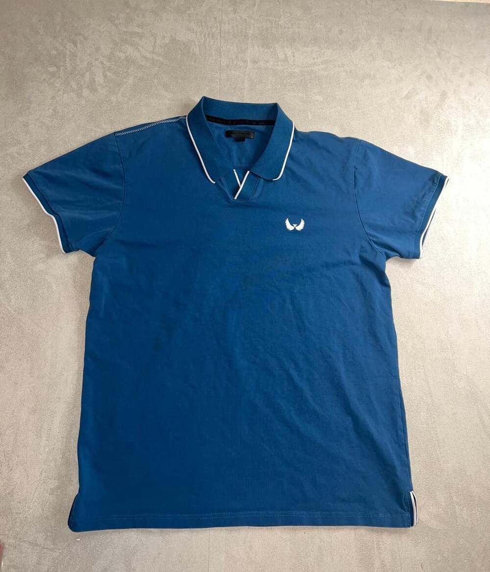 Nick Danger Polo Shirt Size L Blue Cotton Short Sleeve